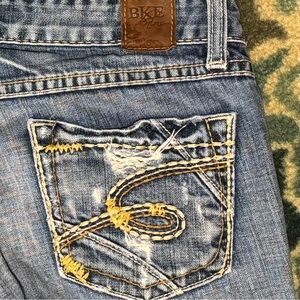 Women’s Vtg Y2K Buckle BKE Stella Low Boot Hip Hugger Flare Stretch Jeans 28 x31